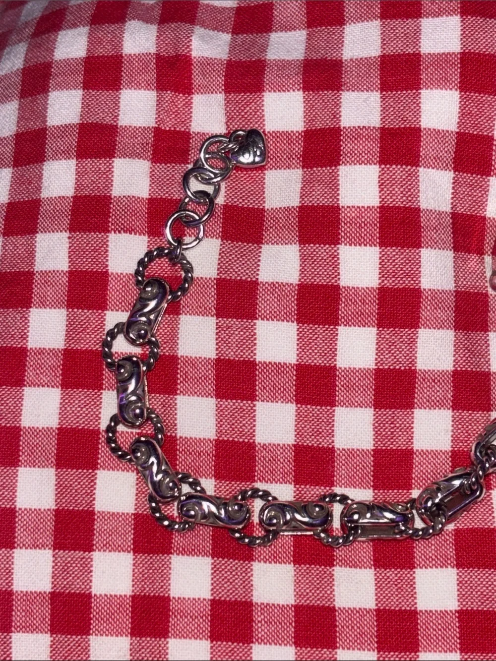 Brighton Silver Plated Bibi Heart Charm Link Bracelet Vintage